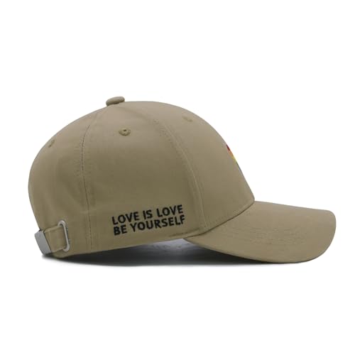 Image of LGBT Pride Baseball Hat, Embroidered Rainbow Heart Hat, Adjustable Gay Lesbian Love Cap for Men Women