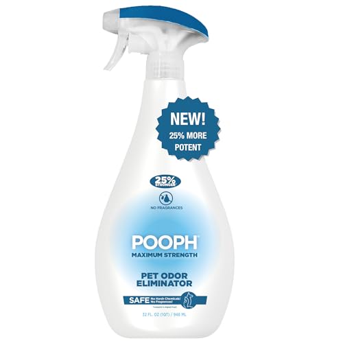 POOPH Plus Maximum Strength Pet Odor Eliminator Spray 32 oz for Dogs & Cats — Heavy Duty Urine, Poop & Pee Odor Remover for Carpet, Furniture, Litter Box & Hard Floors, Unscented