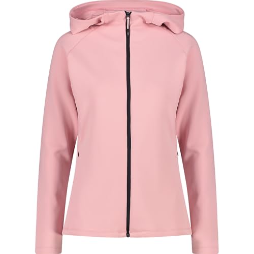 Veste à capuche fixe rose femme CMP isolante et coupe-vent