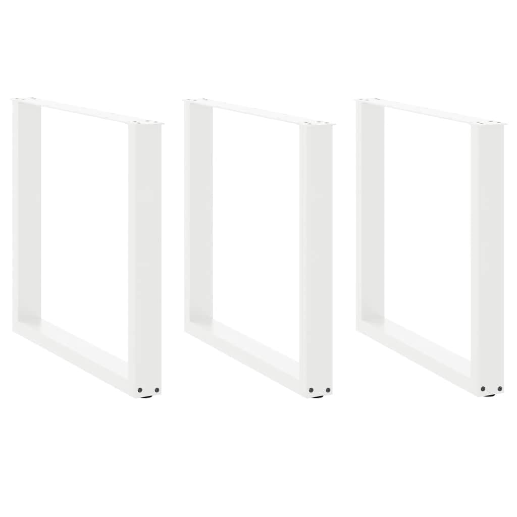 SXZenSpace White U-Shaped Dining Table Legs Set of 3 Steel 90x72-73 cm, Modern Design with Adjustable Levelers, Sturdy Furniture Base for Kitchen Office Living Room