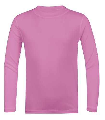 Runceptual 5T to Youth UPF 50+ Long Sleeve Rash Guard - Boys and Girls UV Protection Moisture Wicking Athletic T-Shirt Dark Pink XXS