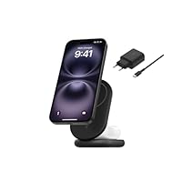 Belkin BoostCharge Caricabatteria magnetico pieghevole 2 in 1 con Qi2 15W, Caricatore wireless...