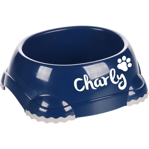 Personalizzabile ciotola per cane in plastica Leno Classic 300ml (S) Blu– antiscivolo e lavabile in lavastoviglie– per cani di piccola taglia– personalizzata con il nome– Petslino