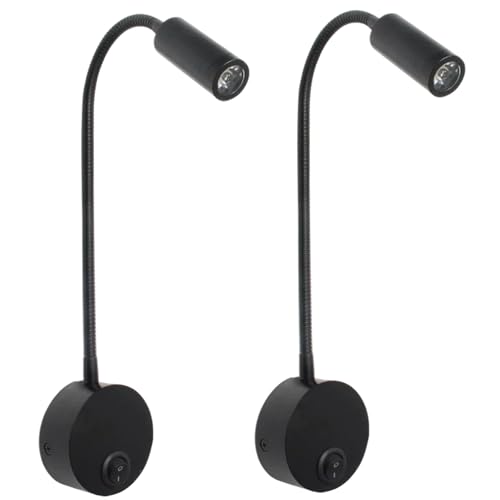 2 luces LED de lectura de 3W con cuello de cisne flexible y enchufe para cabecero de cama 5