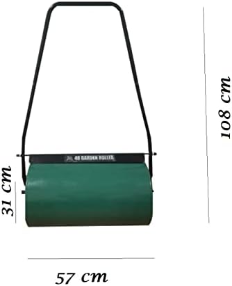 HYGRAD BUILT TO SURVIVE 48L Heavy Duty Garden Lawn Roller Sand Water Filled Barrel Metal Drum For Grass Seed with Removable Drain Plug, Scraper Bar, Heavy Duty Metal Lawn Push Rolling Tool Leveller