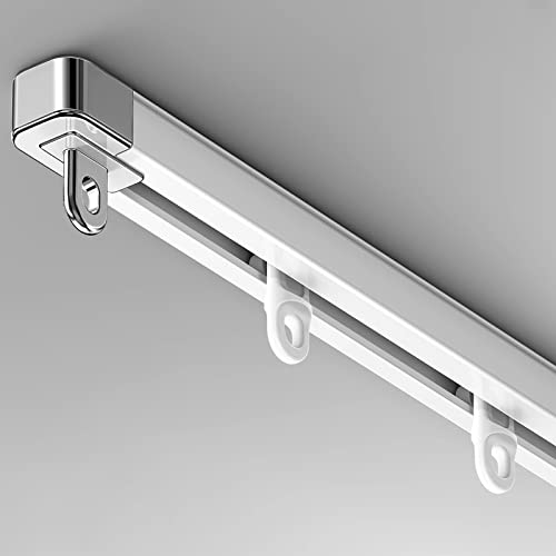 Sistema de riel retráctil para cortina para división de habitación, riel de montaje en techo o pared con longitud ajustable para spa, clínica y baño