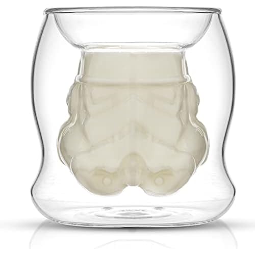 JoyJolt Star Wars Stormtrooper Borosilicate Glass Coffee Mug, 6.5 oz, Double Wall, Heat Resistant, Dishwasher Safe, Includes 1