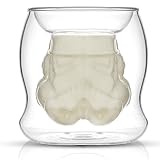 JoyJolt Star Wars Stormtrooper 3D-Helm, doppelwandig, Glas-Kaffeetasse, 184 ml. Aus der Star Wars Kaffeebecher, Glas-Kaffeetassen, Espressotassen und Teetassen, Kollektion doppelwandiger Gläser.