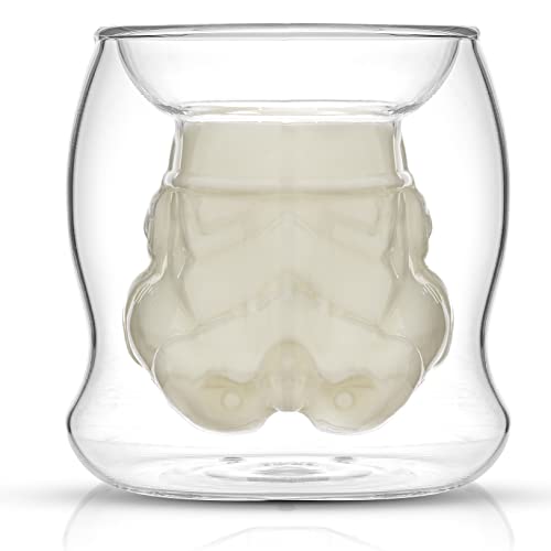JoyJolt Star Wars Stormtrooper Borosilicate Glass Coffee Mug, 6.5 oz, Double Wall, Heat Resistant, Dishwasher Safe, Includes 1