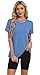 NIASHOT Spring Summer Workout Tops for Women Short Sleeve Hiking Tshirts Shirts Athleisure Golf Shirt Beach Fashion Loose Fit Blue 2XL