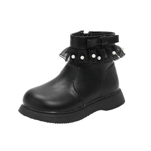 Girls Fashion Short Dress Boot with Lace Pearl Decoration Thick Bottom Solid Classic Non Slip Girls Size 3 Riding Boots