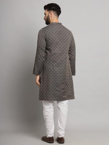 LATEST CHIKAN Men's Cotton Regular Striped Knee Lenght Kurta Full Sleeves