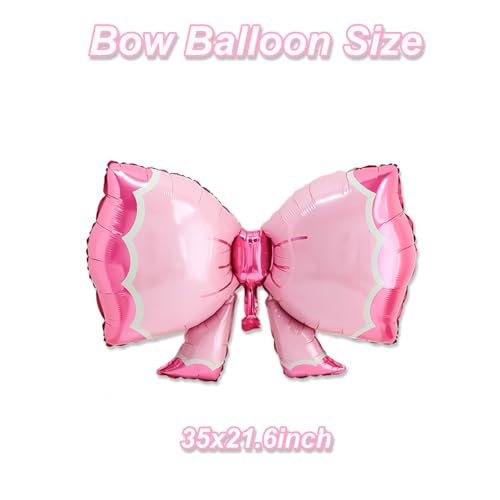 Image of 4 Pcs Large Pink Bow Balloons for Coquette Party Decorations and Birthday Decorations