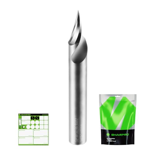 SHARPRO Chamfer End Mill V Groove O Flute Spiral Router Bit 30 Degree 1/4 Inch Shank CNC Carbide V-bit for Engraving and Chamfering Lettering, Ideal for Wood, Plywood, MDF, PVC and Acrylic