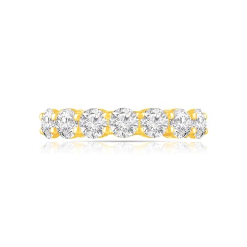 3/4 Carat - 2 Carat Lab Grown Diamond Seven-Stone Ring for Women |14K Yellow or White Gold Wedding Engagement Band Ring | D-E Color and VS Clarity2