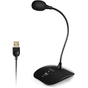 USB Microphone, 360 Degree Adjustable Gooseneck Design, Mute Button & LED Indicator, Noise-Canceling Technology, Plug & Play, Compatible with Windows & MacOS