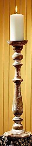 Market Street Large Wooden Tall Candlestick Candle Holder