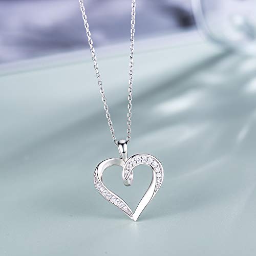Billie Bijoux UK_B076H27MFN Silver Love Heart Necklace 925 Sterling Silver Platinum Plated Round Cz Woman'S Jewelry Gifts thumb #5
