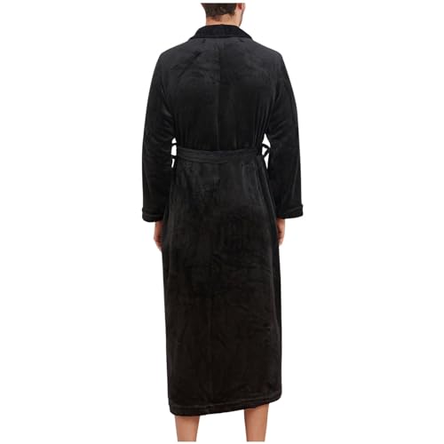 Mens Soft Flannel Plush Long Robe Warm Cozy Long Sleeve Fleece Fuzzy Bathrobes With Pockets Winter Thermal Housecoats4