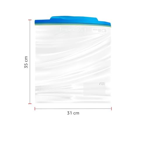 Image of Amazon Basics - Multipurpose Zip Lock Storage Bags | 15 Bags | Large | 31 x 35 cm | Reusable and Reclosable with Double Zipper | Material Plastic | Leak- Proof | Food Grade | Microwave Safe