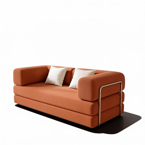 Coco Living Canapés-Lits Convertibles clic-clac compressé KAIA 2 Places Blanc Beige (Orange Blanc)