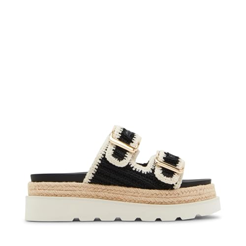 Image of DOEYG Platform Sandals for Women Summer Beach Raffia Slide Sandals Comfortable Casual Woven Straw Sandal with Buckle