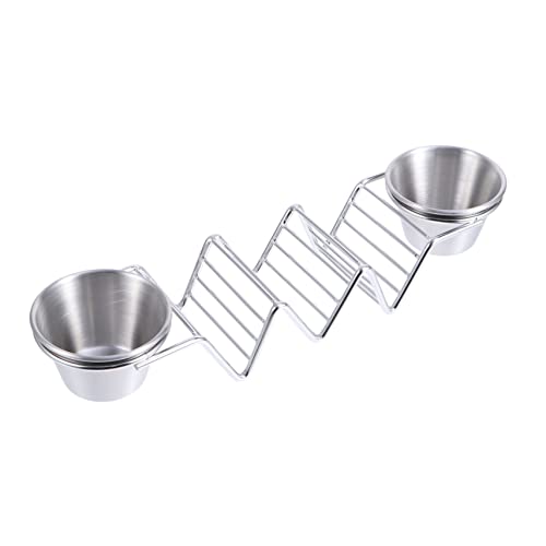 Cabilock Stainless Steel Mexican Taco Rack Metal Taco Display Stand Easy Serving Storage Two Sauce Cups Included