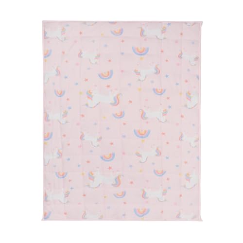 OHS Weighted Blanket 3kg Teddy Fleece Unicorn Pink, Calming Stress Relief Heavy Weighted Blanket for Adults Pink Blanket Gift for Women Anti Anxiety (Disclaimer:Only suitable for age 3+years)