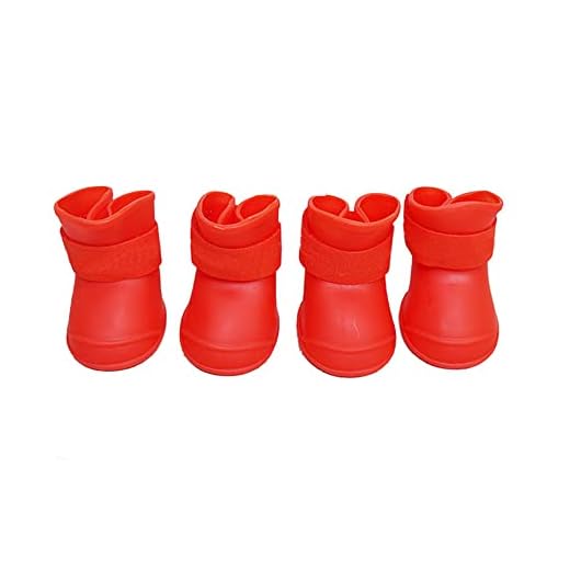 YEJAHY Puppy Non-Slip Waterproof Cute Comfortable Silicone Rain Boots, Candy Color Rain Boots, Suitable for Small and Medium Dogs and Puppies (L, Red)