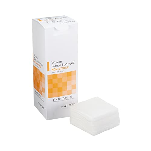 SurgiMac Esponja de Gasas, Algodón, 12 Capas, Cuadrado de 3 x 3 pulgadas, No Estéril