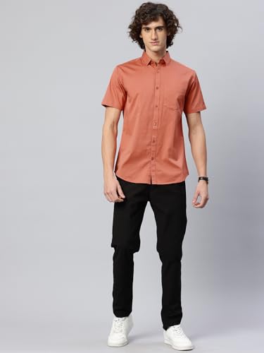 Image of Majestic Man Slim Fit Pure Cotton Half Sleeve Solid Casual Shirt