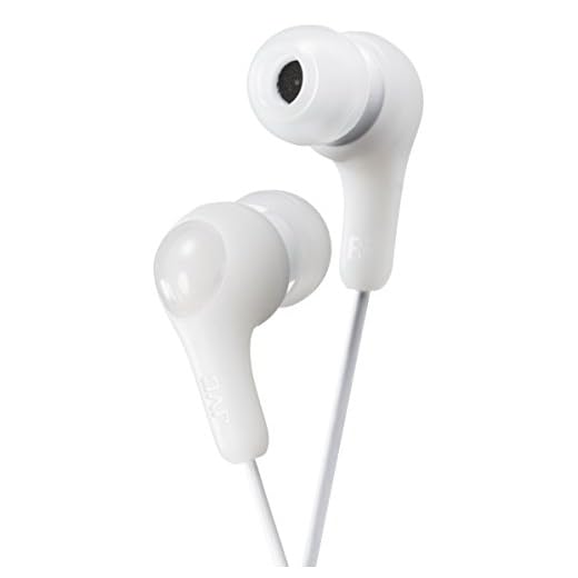 JVC Gumy in Ear Earbud Headphones, Powerful Sound, Comfortable and Secure Fit, Silicone Ear Pieces S/M/L - HAFX7W (White)