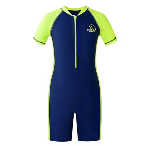 Image of karrack Girls and Boys One Piece Rash Guard Swimsuit Kid Water Sport Short Swimsuit UPF 50+ Sun Protection Bathing Suits
