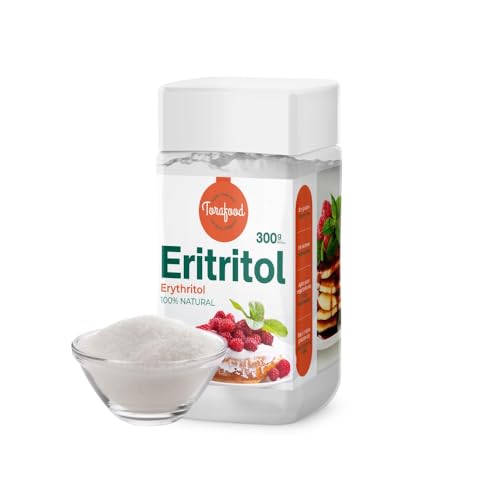 Eritritol 300G | Edulcorante Natural 100% | Sustituto de azúcar | Sin Gluten ni Lactosa | Cero calorías | Apto para Vegetarianos | Bajo indice Glucémico | Torafood