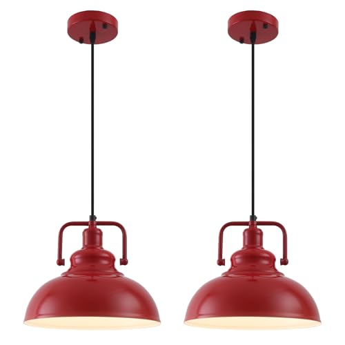 Red Farmhouse Pendant Lights Metal Kitchen Island