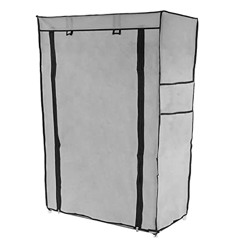 PrimeMatik - Armario ropero y Zapatero de Tela Desmontable 60 x 30 x 90 cm Gris con Puerta Enrollable