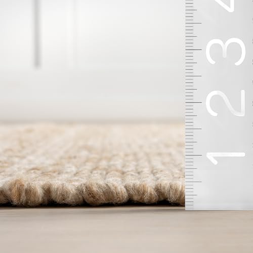 Image of Nuloom Palisades Beige Solid Flatweave Area Rug, 10' x 14' | Nuloom Palisades Solid 10' x 14' Wool Area Rug for Living Room Bedroom Dining Room, Beige