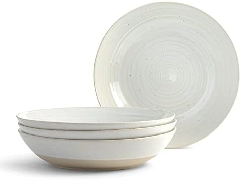 Unknown1 Rustic White 16-Piece Stoneware Dinnerware Set Textured Casual Round 16 Piece Dishwasher Safe Microwave, Medium