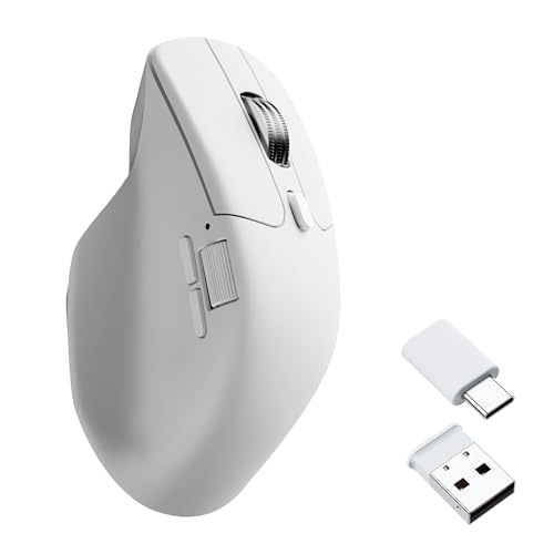 Image of Keychron M6 Wireless All Silent Gaming Optical Mouse, 1000Hz Tri-Mode 2.4 GHz /Bluetooth 5.3 /Wired, PixArt 3311 Sensor, 12000 DPI, Magnetic Metal Scroll Wheel for Windows PC /Mac - White