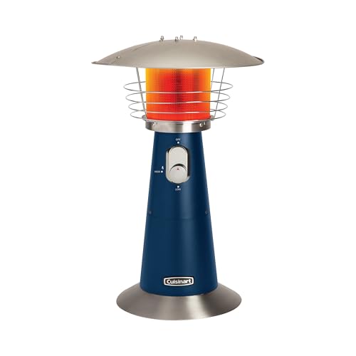 Cuisinart Portable Tabletop Patio Heater, 11,000 BTU Outdoor Propane Heater with Safety Tilt Switch and Adjustable Heat, Burner Screen Guard, 30 sq. Foot Heat Range, Navy