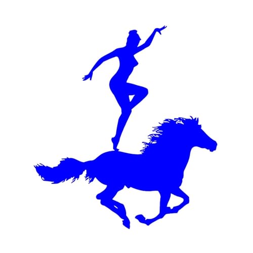 Pegatinas divertidas for coche con diseño de chica montando a caballo, for decoración carrocería, ventana y parachoques, accesorios vinilo(Blue,18cm*16cm)