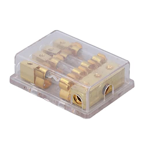 Power Distribution Block, Car Audio Splitter 1 in 4 Out Ground Distributor Holder 60A, with Multiple Interfaces, Made of Copper and ABS, for General Cars