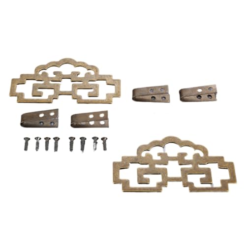 Image of FENG GUO 2Pcs Antique Bronze /Brass Decorative Frame Hanging Picture Oil Painting Mirror Frame Hooks Hanger with Screws Furniture Hardware(Antique Bron 80X46mm)