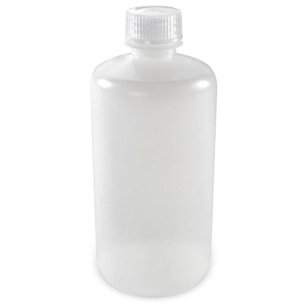 Globe Scientific, Diamond Essentials Bottle, Narrow Mouth, Boston Round, HDPE with PP Closure, 500mL, Bulk Packed with Bottles and Caps Bagged Separately, 125/Case, 7560500BKS