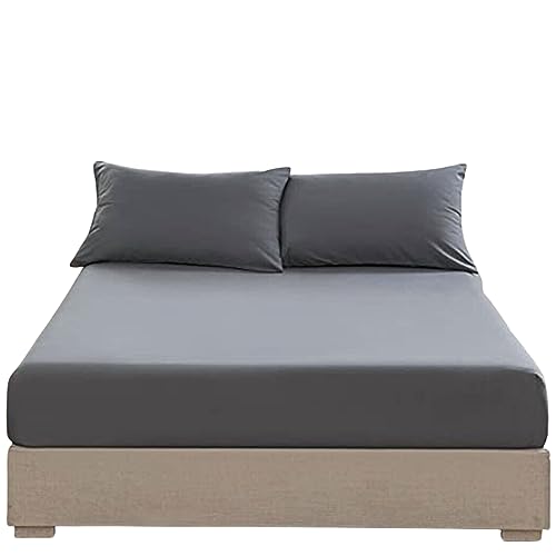 Ev Dekor Extra Deep Fitted Sheet Single, Charcoal, Deep Pocket Bedsheet 16inch (40 cm) Soft Brushed Microfiber Fabric - Image 3
