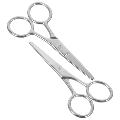 GAROZATION 2個 ステンレス製丸頭鼻毛ハサミ点 精密眉毛トリミング用 携帯便利で多機能 眉毛 鼻毛 ひげの整えに