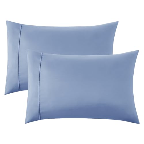 Bedsure Pillow Cases Standard Size Set of 2 - Slate Blue Brushed Microfiber Pillowcases, Super Soft and Cozy Pillow Case Covers with Envelope Closure, Wrinkle, Fade and Stain Resistant, 20x26 Inches