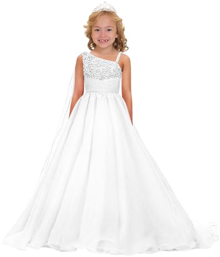 One Shoulder Girls Pageant Dress Princess Birthday Party Dress Formal Party Ball Gowns PT110