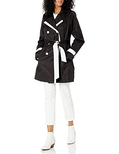 LAUNDRY BY SHELLI SEGAL Women's Double Breasted Jacket with Contrast Trim, Black, Small