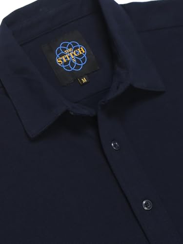 Image of StitchX Men's Cotton Pique Regular Fit Full Sleeve Solid Knitted Shirt